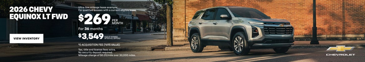 2026 Chevy Equinox LT FWD. Ultra-low mileage lease example: For qualified lessees with a current ...